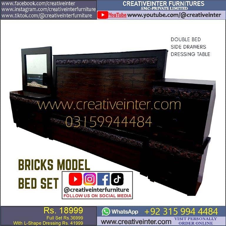 Bed Set Double Single home furniture wooden cusion 19