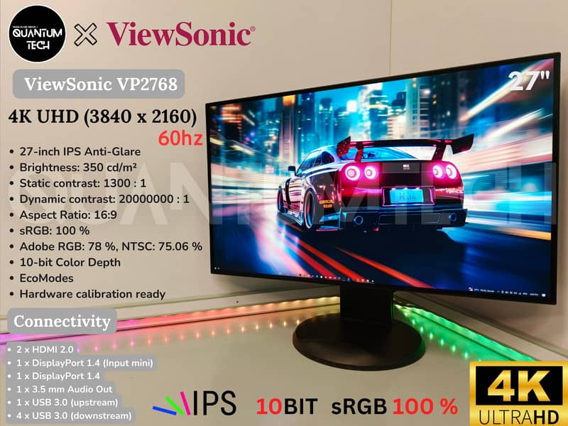 27inch 4K Resolution IPS 10BIT sRGB 100% Color Accurate LED Monitor 0