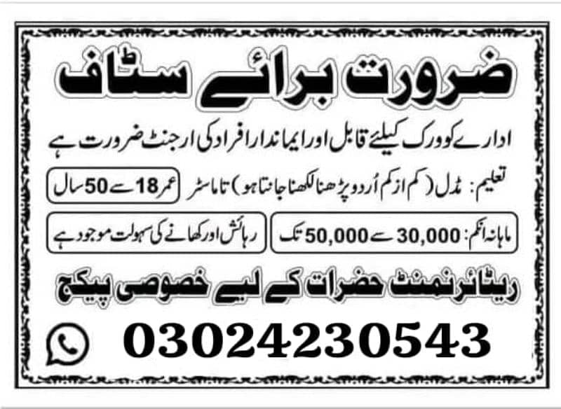 Person needed for work in Islamabad office 0