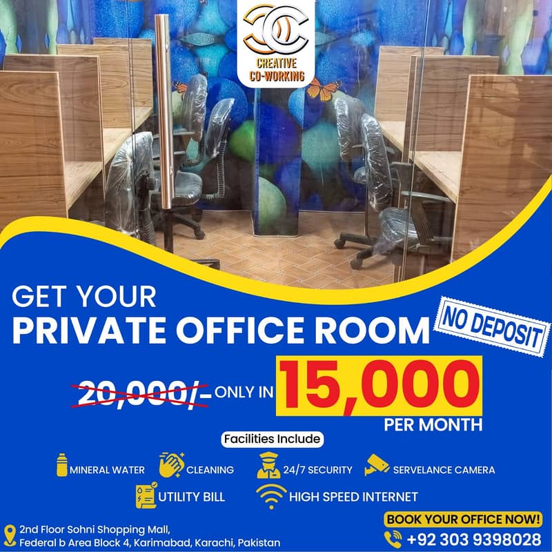 Fully Furnished Office for rent by Creative Coworking 0