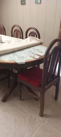 wood dining table and 8 chairs