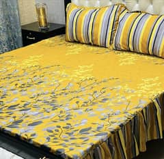 3 Pcs Cotton Salonica Printed King Size Double Bedsheet