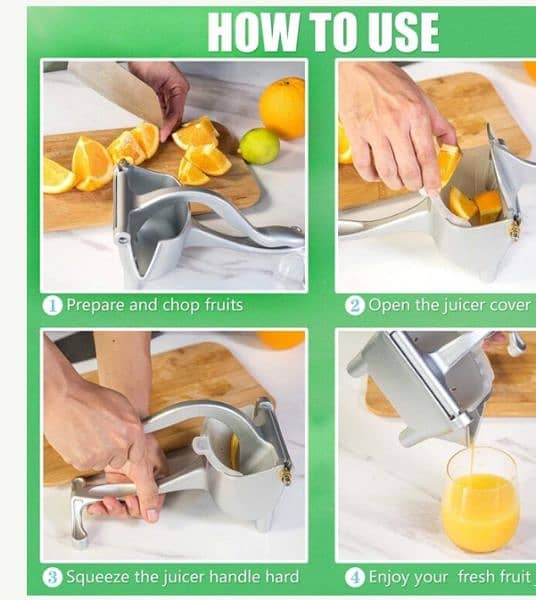 Manual Fruit Juicer Hand Press Kitchen Grade Aluminum 2