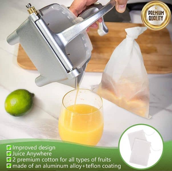 Manual Fruit Juicer Hand Press Kitchen Grade Aluminum 3