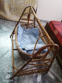 baby jholla cane wood with blanket pillow perfect condition