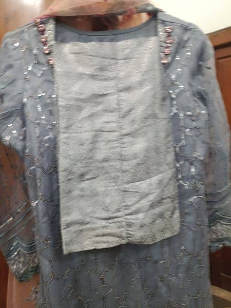 gray color dress with free baby frock 2