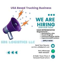Looking For Carrier Sales Representative For USA Trucking Dispatch