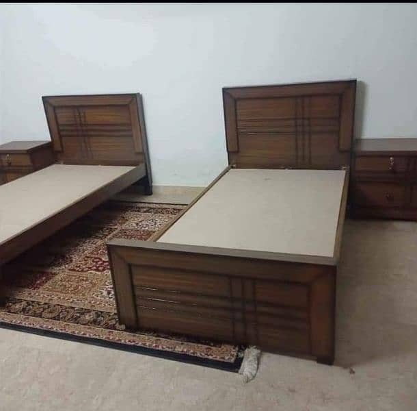 2 single beds and 1 Side table 2