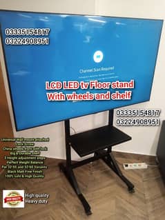 lcd led tv floor stand with wheels and shelf office home