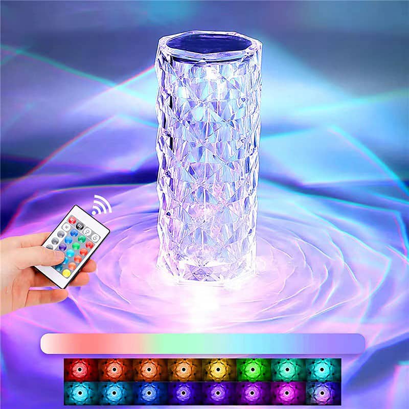 Crystal Lamp Rose Light Diamond Lamp 16 Colors Changing Remote Control 2