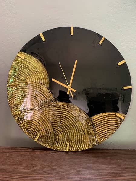 texture resine handmade clock 17”dia 2