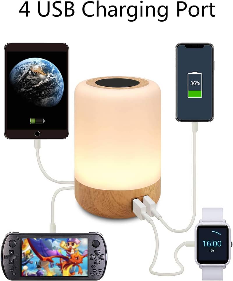 LED Lamp, with 4 USB Charging Port 4