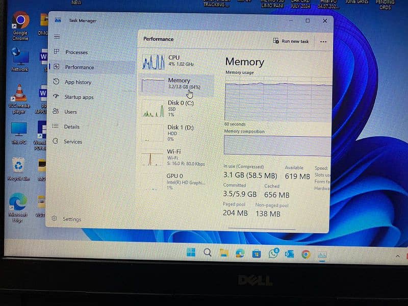 Dell laptop Core i3  6th Gen 4GB 128GB 3