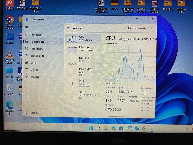 Dell laptop Core i3  6th Gen 4GB 128GB 4
