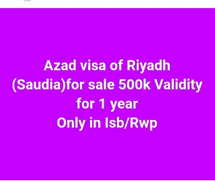 Azaad Visas Riyad Saudiaa price 350k 1
