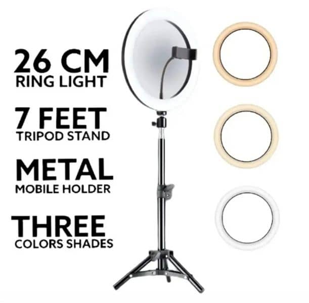 26CM Selfie LED Ring Light 7 Feet Tripod
Stand & Mobile Phone 0