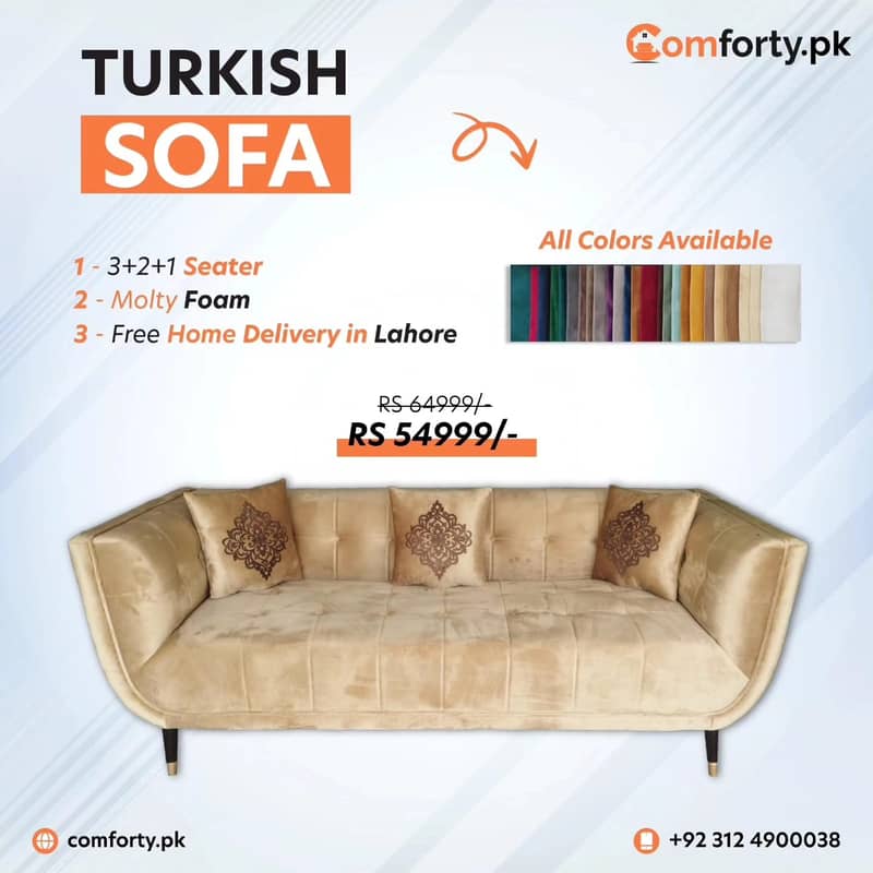 6 Seater Sofa - Turkish Sofa - Molty Foam Sofa - Comforty Sofa -lahor 2