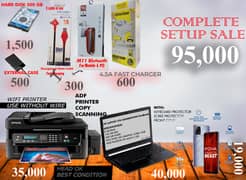 Complete Setup Sale include: HP Laptop, Epson Printer, Techno Mobile