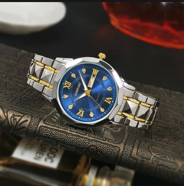 Luminous Dual Calendar Waterproof Steel Band Wrist Watch For Men 2