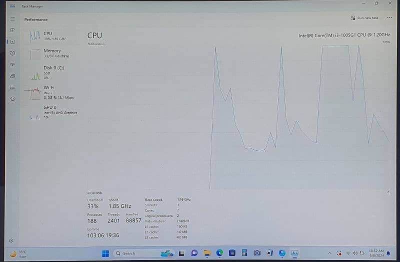 Surface Pro 7 i3 10 gen 1.20 GHz 6