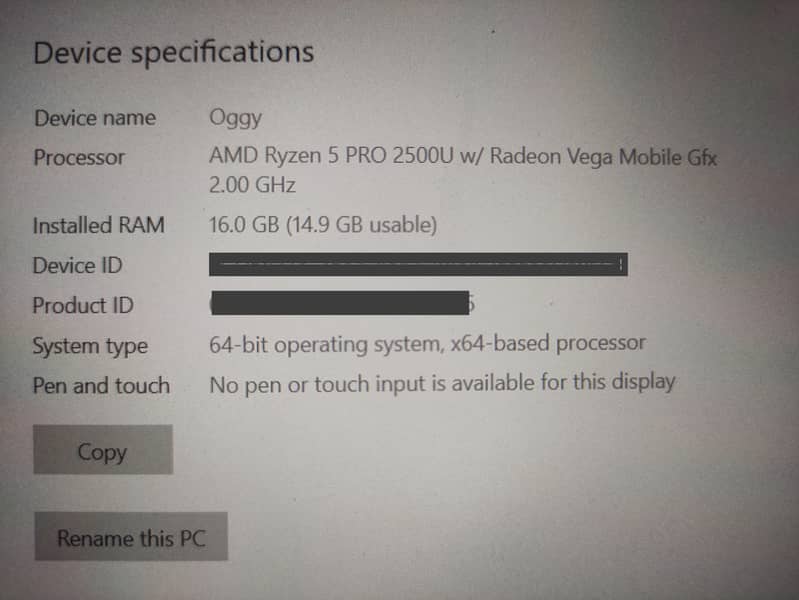HP EliteBook 745 G5 AMD Ryzen 5 Pro 2500U 16GB RAM 256GB 1920x1080 6