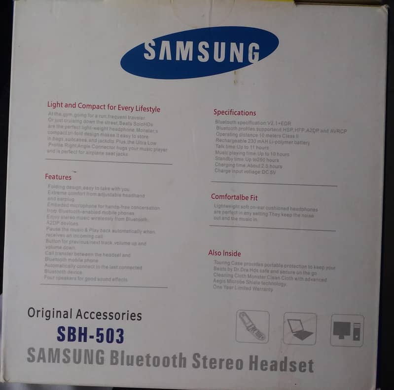 SAMSUNG wireless Headphone | Model: SBH-503 Red & black color 2