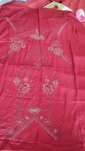 luxury unstitched embroidered karandi 3pc with wool shawl 11