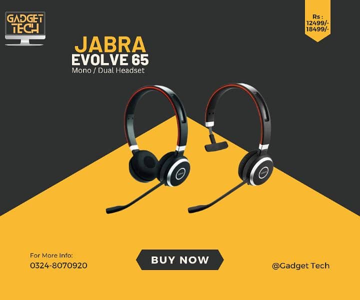 Jabra Evolve 65 Noise Cancellation Microphone Headset Calls Meetings 0