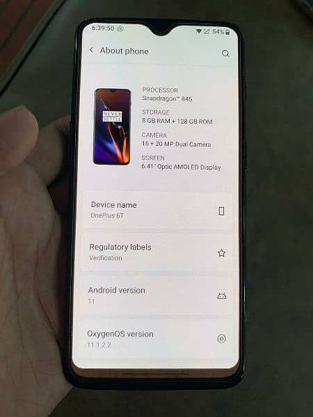 one plus 6t black 8/128 6