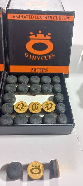 Snooker cue tips OMIN 6 layers laminated leather available for sale. 3