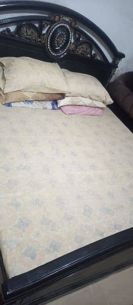 wooden bed with 2 side tables for sale 0