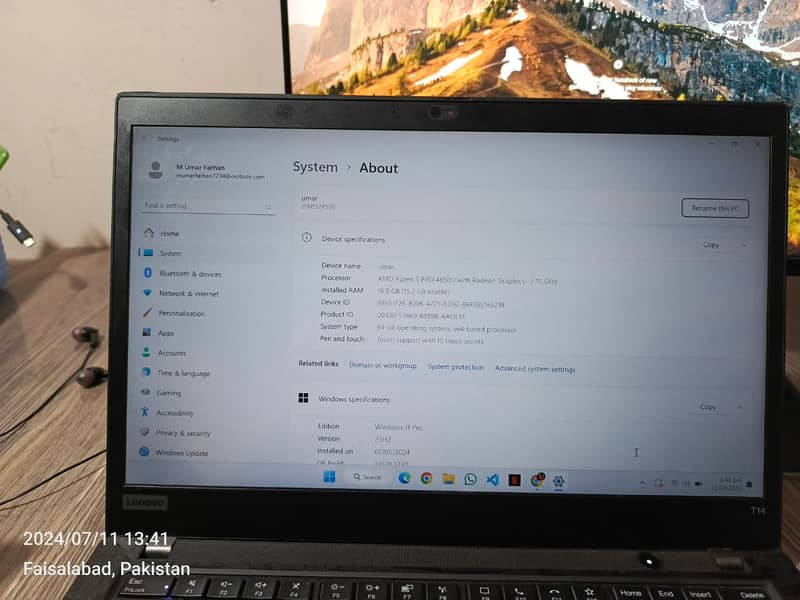 Lenovo T14 Ryzen 5 pro 16gb ram 512 nvme harddisc 1