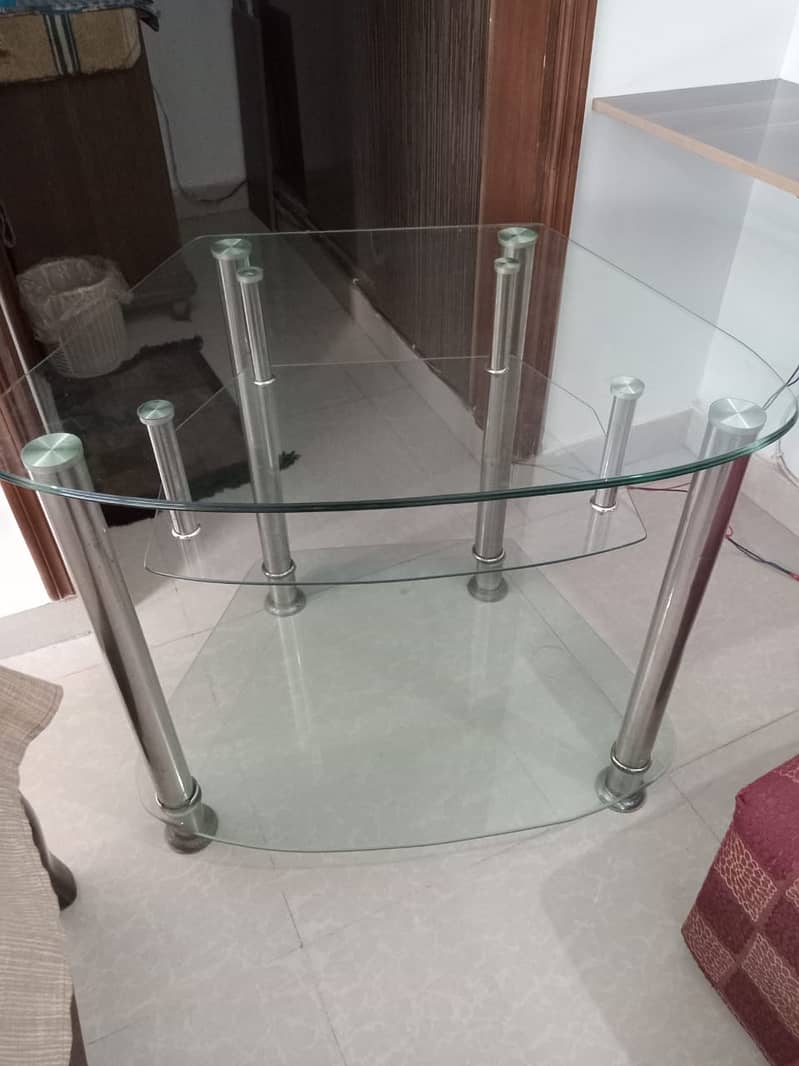 Imported Tempered Class Table Trolley 0