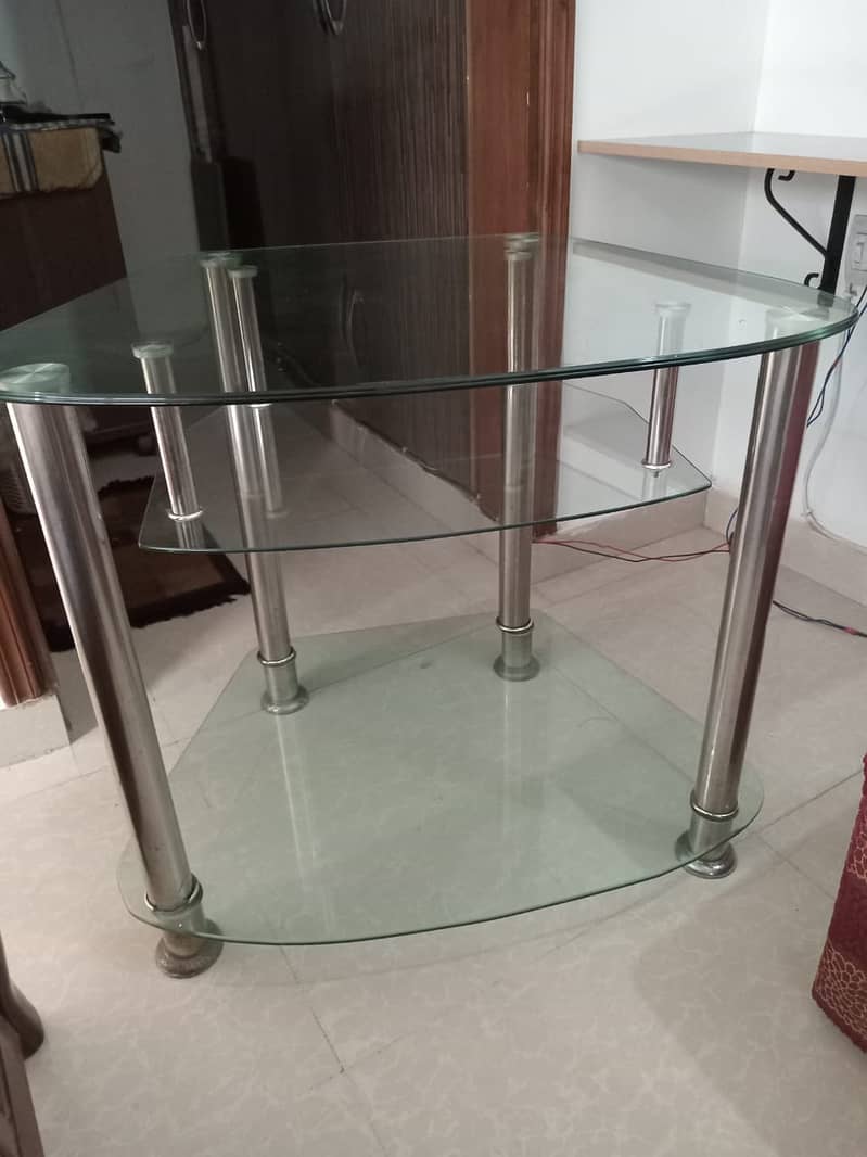 Imported Tempered Class Table Trolley 1