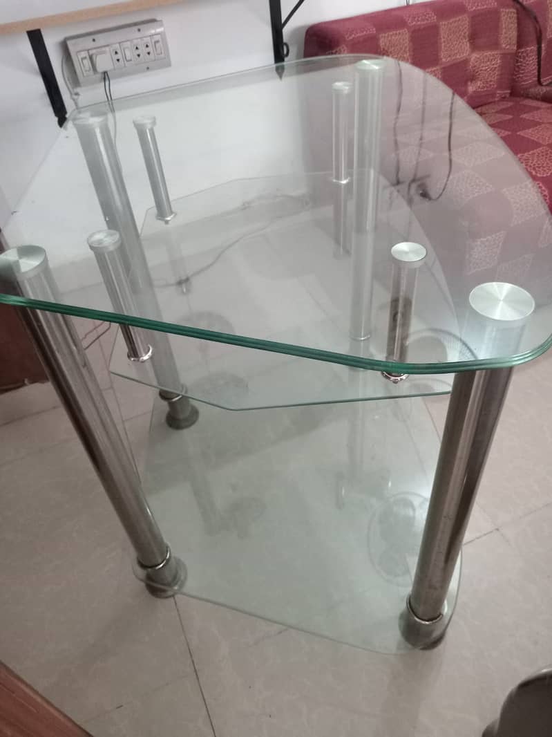 Imported Tempered Class Table Trolley 3