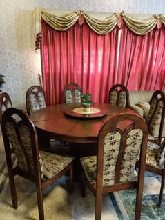 Wooden Dining Table with 8 Chairs