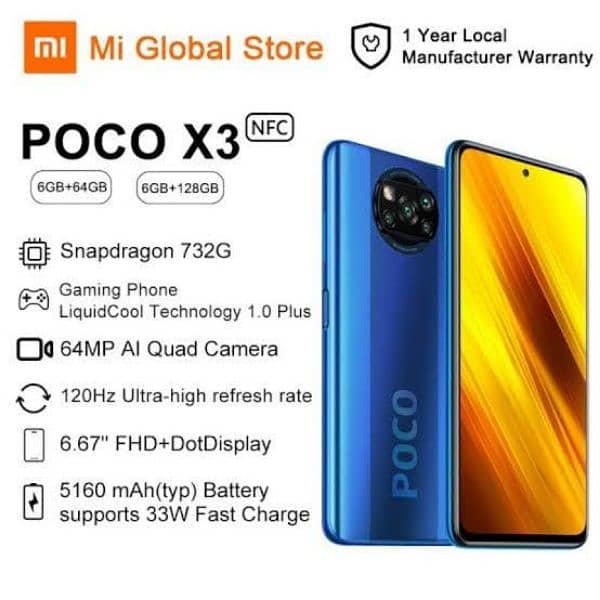 Xiaomi Poco X3 NFC Dual Sim 6+128 120Hrz Refresh Rate 2