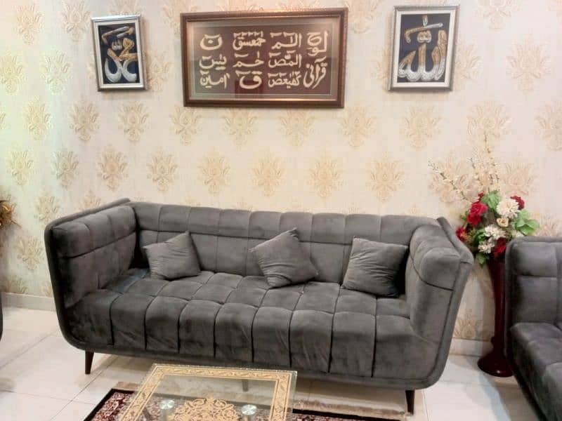 GRAY Turkish style sofa 7 seater with rugg and certains 2