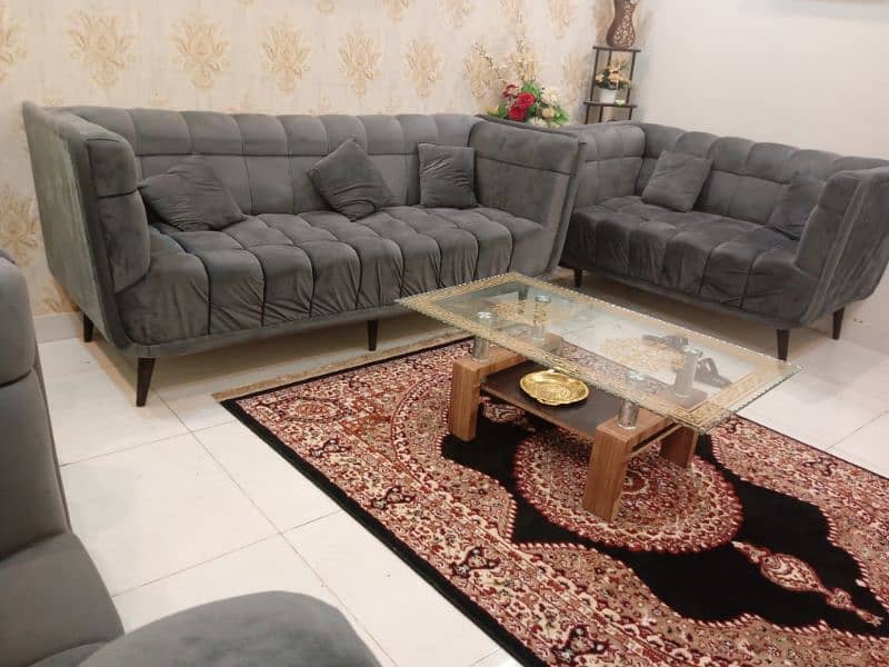 GRAY Turkish style sofa 7 seater with rugg and certains 4