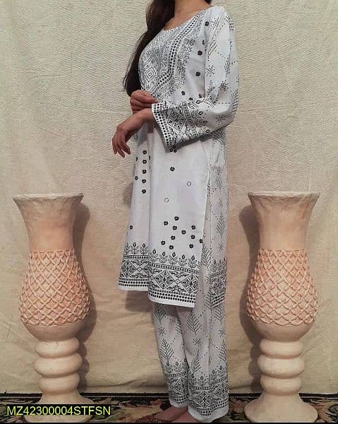 2pcs women Arabic lawn chunri stitched suit 1