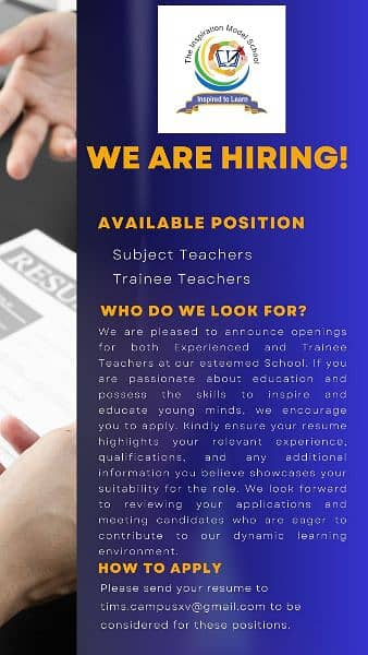 Trainee Teachers Required 0