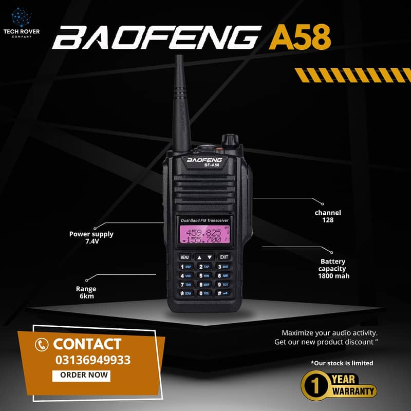 Walkie Talkie | Wireless Set Official Baofeng BF-A-58 Two Way Radio 0