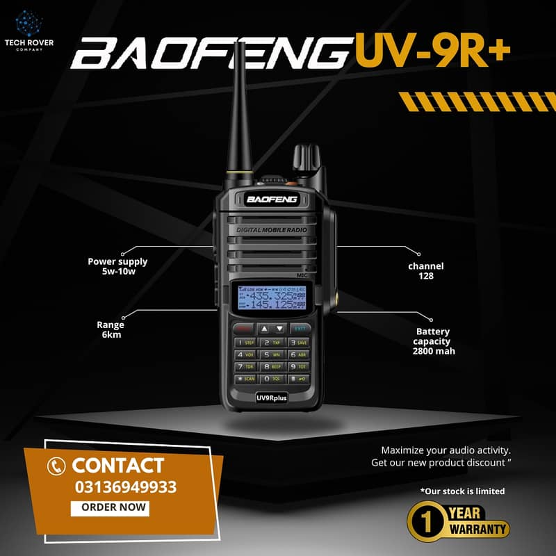 Walkie Talkie | Wireless Set Official Baofeng BF-Uv-9R+ Two Way Radio 0