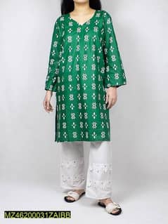 two piece women's stitched cotton printed suit 0