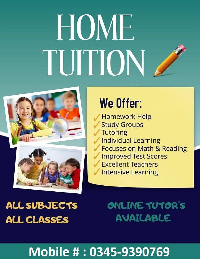 Home Tutions Available for All Classes (0345-9390769) 2