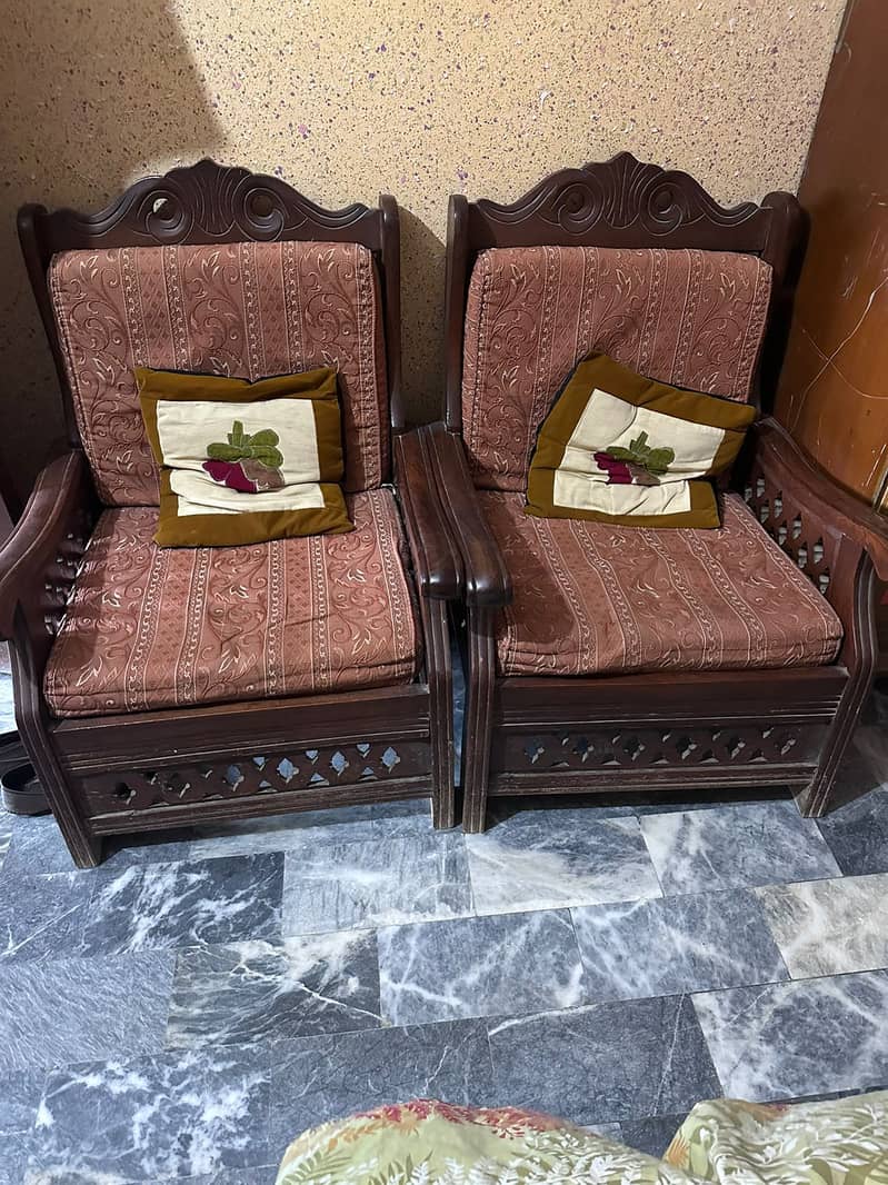 Wooden sofa set and 3 seater sofa 1
