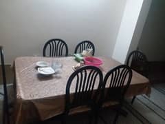 Dining table with six chairs