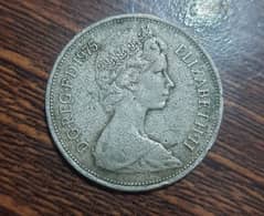 Antique coin/ British coin/ 1975 Queen Elizabeth coin/ coin for sale