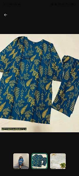 2 pics Women's stitched linen printed Suit 1