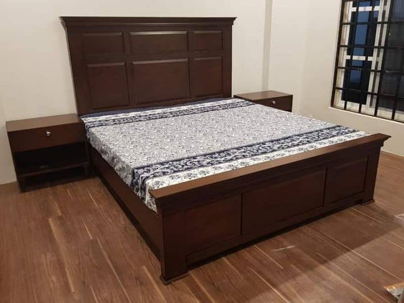 double bed set,king size bed set, sheesham wood bed set, complete set, 5